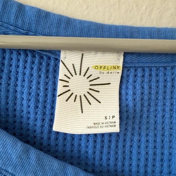 Aerie Blue Waffle Knit Top - Picture 3 of 4